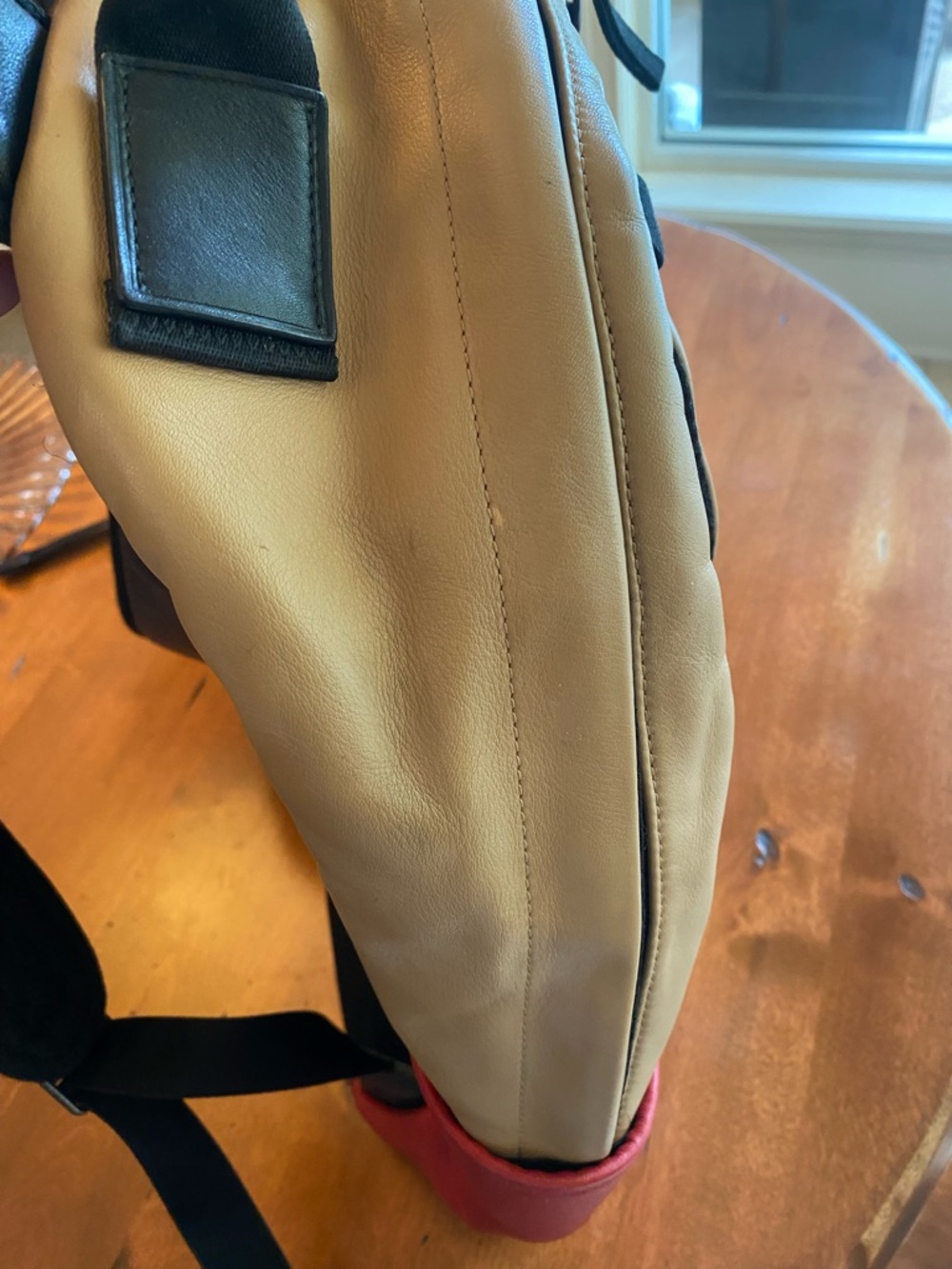 Coach Men’s Tan, Red & White Leather Backpack - Picture 6 of 11